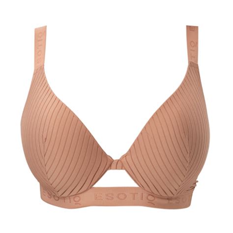 Biustonosz usztywniany damski beżowy z siateczką wycięciem Esotiq Osom ...