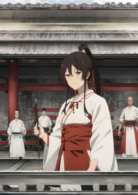 an anime scene with two women in kimonos and men in traditional ...