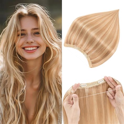 Amazon.com : Halo Hair Extensions Real Human Hair,S-noilite 100% Human ...