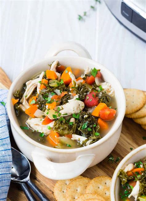 Slow Cooker Chicken Kale Soup - healthy & flavorful! Recipe - Rachel Cooks®
