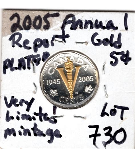 2005 GOLD PLATED FIVE CENTS FROM RC MINT ANNUAL REPORT LIMITED MINTAGE