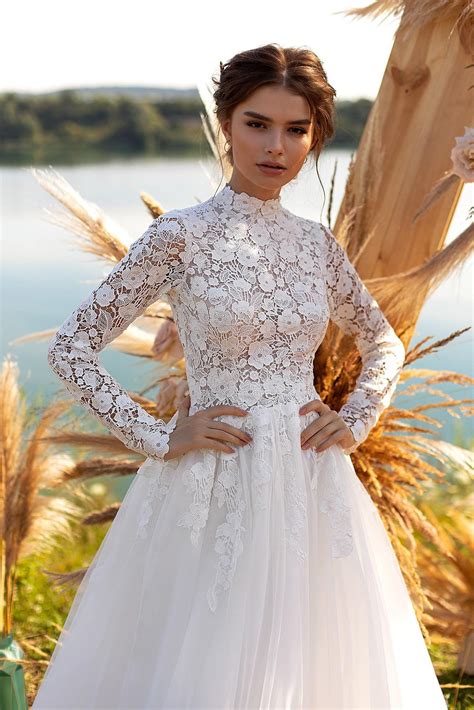 Mock Neck Wedding Dress