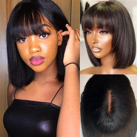 Amazon.com : LUVME HAIR 10 Inch Short Black Straight Bang : Beauty ...