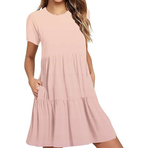 Tumotour Summer Clothes Dress For Women Summer Casual Short Sleeve T ...