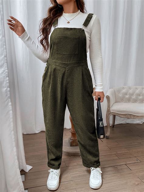Plus Patched Pocket Overall Jumpsuit Without Tee | Jumpsuit outfit ...