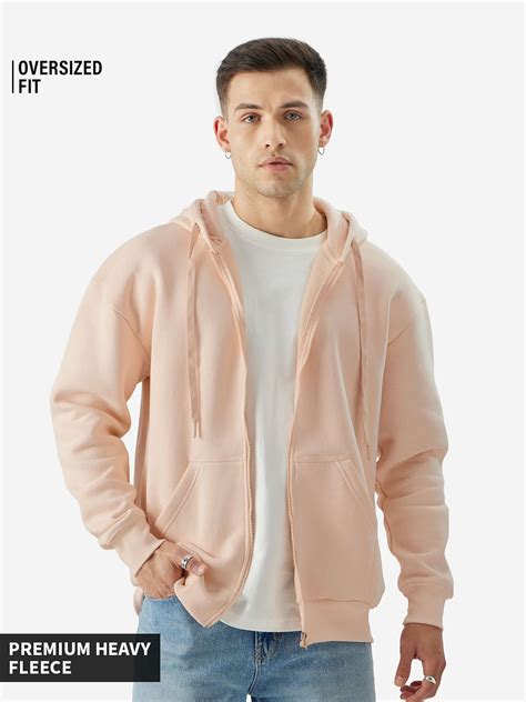 Buy Solids: Pink Men Oversized Hoodie Online