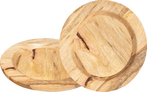 Amazon.com | Wood Serving Charger Plates - Dinnerware Round Rustic ...