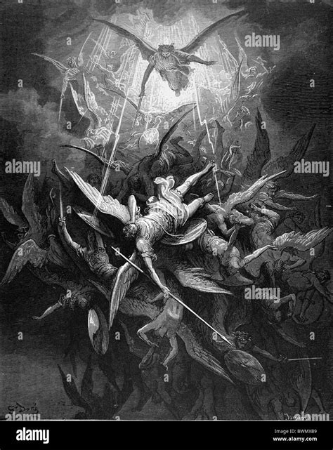 Gustave Doré; The Fall of the Rebel Angels from John Milton's Paradise ...