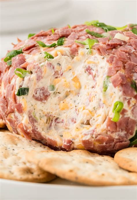 Dried Beef Cheese Ball is a cream cheese appetizer with chipped dried ...
