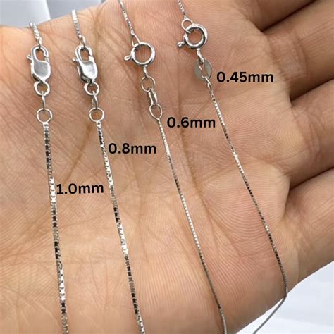 10k White Gold Box Chain Necklace (16-24 Inch, 0.45-1.0mm) - Etsy