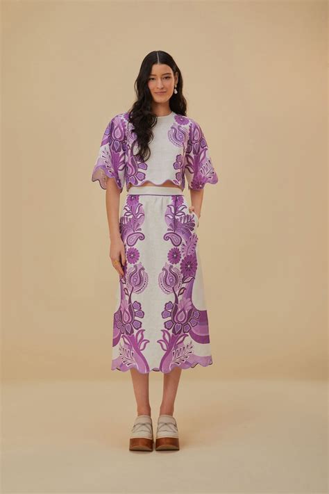 Color Festival Cream Euroflax™ Midi Skirt – FARM Rio