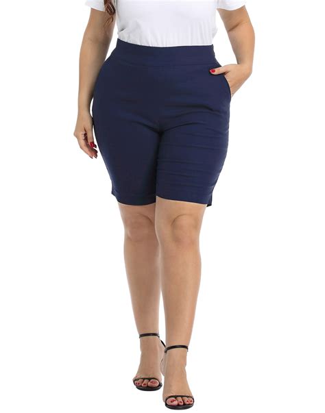 HDE Plus Size Bermuda Shorts for Women with Pockets Navy 3X - Walmart.com