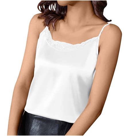 Women's Silk Camisole Top Adjustable Strap Basic Layering V Neck Cami ...