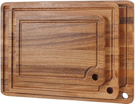 Acacia Wood Cutting Boards Set for Kitchen, Caperci Large Wooden ...