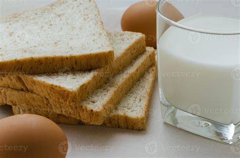 Sliced Whole Wheat Bread, Boiled Egg and Milk for Breakfast 21045383 ...