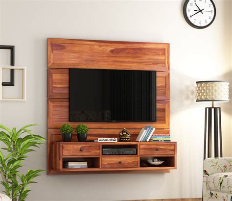 Buy Snapple Wall Mount Tv Unit (Honey Finish) Online in India - Wooden Street