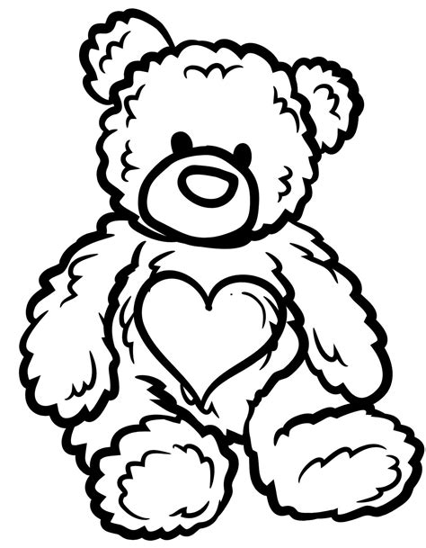 Teddy Bear with Heart Coloring Page - A4 Printable