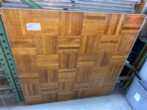 Lot of (46) 3ft x 3ft Sico darker wood Parquet dance floor sections ...
