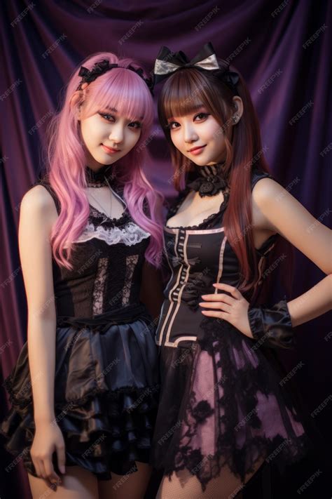 Premium Photo | Two asian women dressed in gothic outfits posing for the camera
