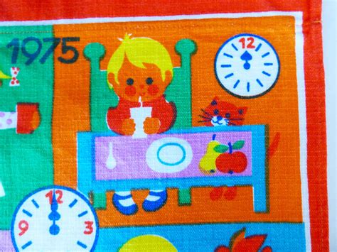 Vintage fabric 1975 wall calendar