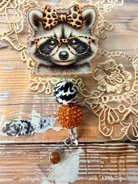 Raccoon With Glasses Badge Reel - Etsy