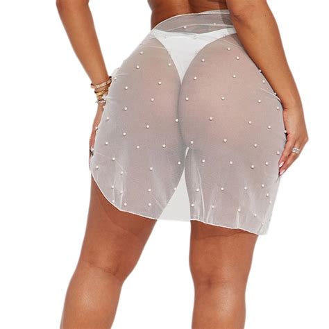 ROZYARD Womens Sarongs Wrap Skirt Sheer Tie Side Meshes Beach Bkinis ...