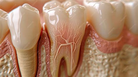 Anatomical intricacy tooth structure nerve with a visible cartilaginous stage detailed layers ...