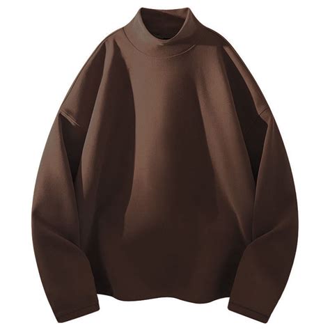Wyobmus Mens Casual Mock Neck Sweatshirt Long Sleeve Loose Pullover ...
