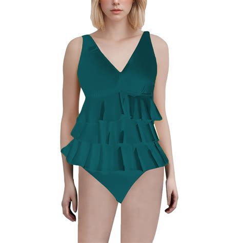 Baqcunre Full Coverage Retro Swim Dress: Women's Ruffle Tummy Bathing ...