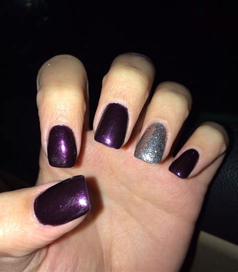 Dark Purple And Silver Nails