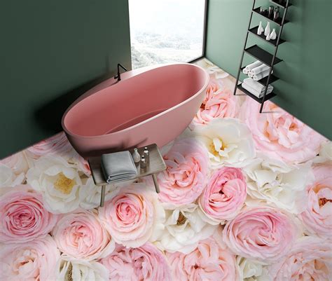 3D Pink Rose 1978 Floor Wallpaper Murals Self-adhesive Removable ...