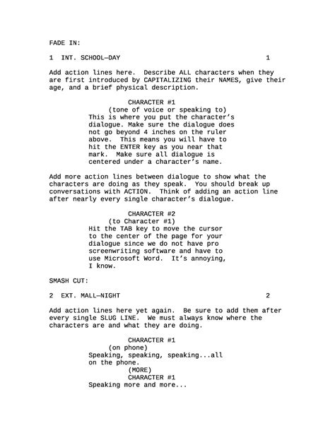 Free Printable Screenplay Templates [Word, PDF]