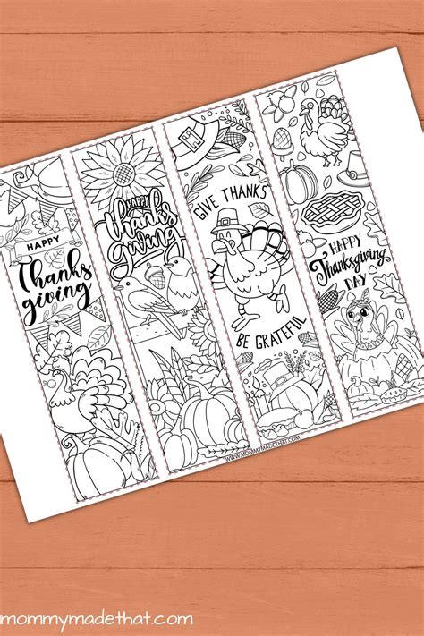 Free Printable Thanksgiving Bookmarks to Color