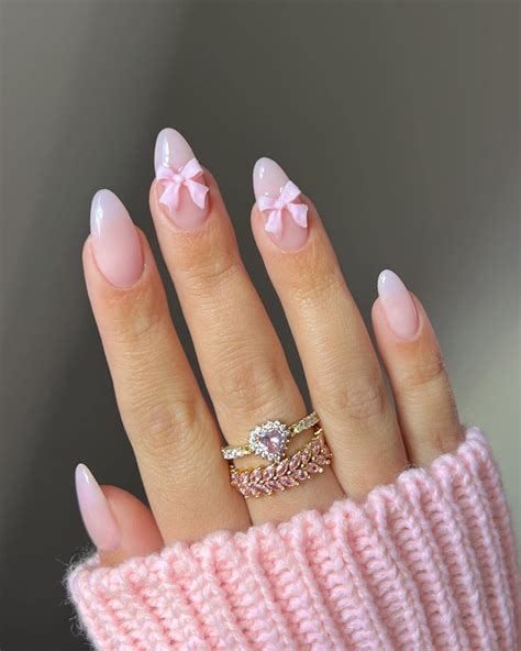 Amazon.com: Cute Press on Nails with Bow Charm Designs Cute Pink Fake ...