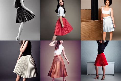 beautiful young fashion model in a box pleated skirt, | Stable Diffusion