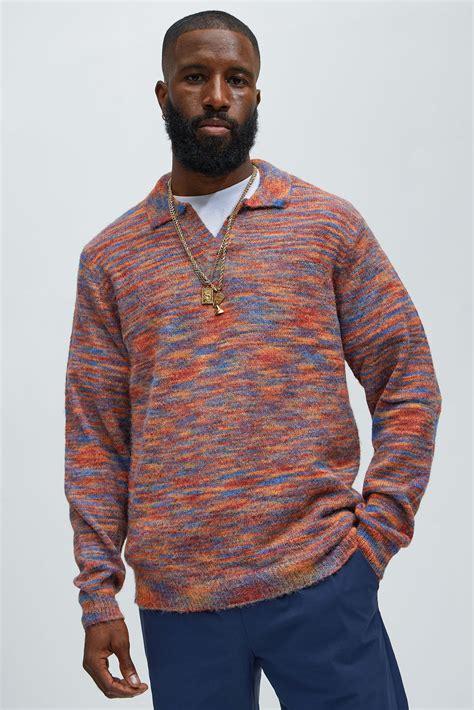 Blinded Mohair Johnny Collar Sweater - Red/combo | Fashion Nova