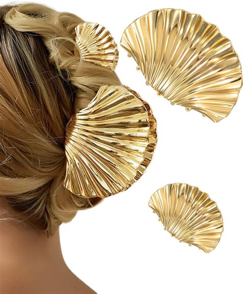 Amazon.com : Shell Claw Clip, 2 Pcs Metal Seashell Hair Clip Hair ...