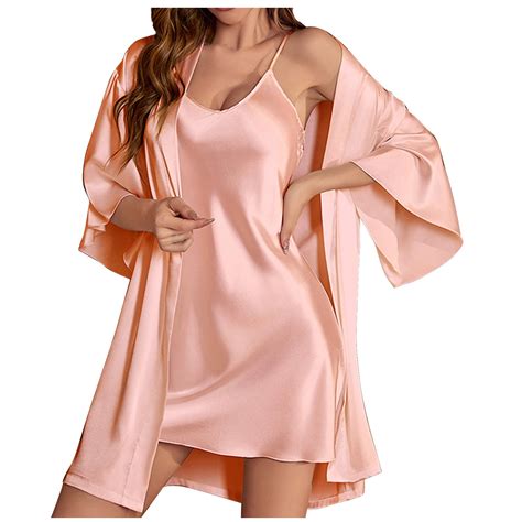 EINCcm Women's Silk Robe Set V-neck 2 Piece Bridal Party Robes and ...