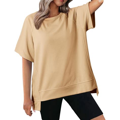 Short Sleeve Sweatshirt for Women Oversized Loose Pullover Top Summer ...