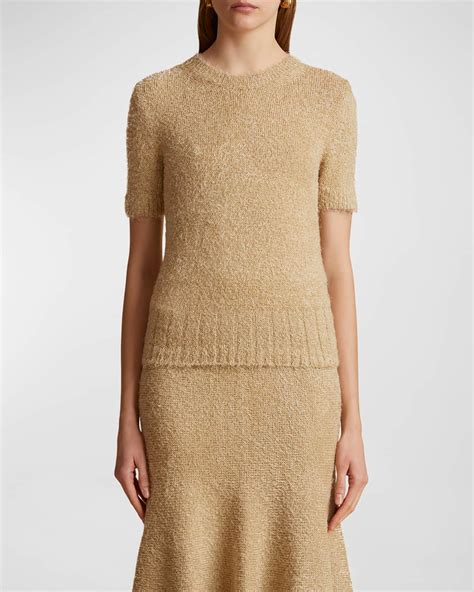 Khaite Luphia Short-Sleeve Cashmere Sweater | Neiman Marcus