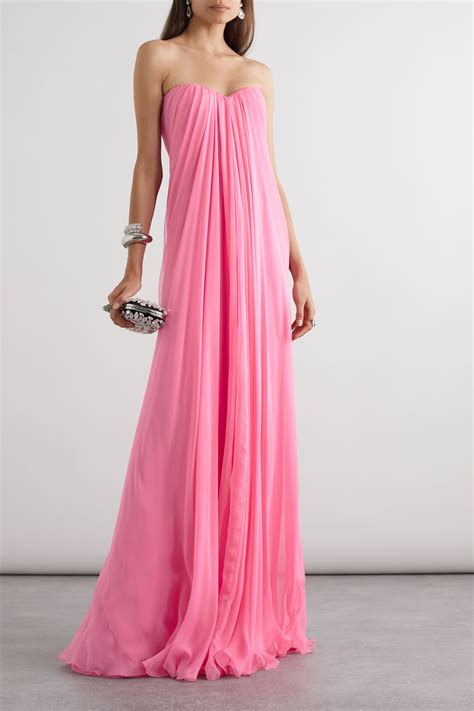 Pink Draped silk-chiffon gown | ALEXANDER MCQUEEN | NET-A-PORTER ...