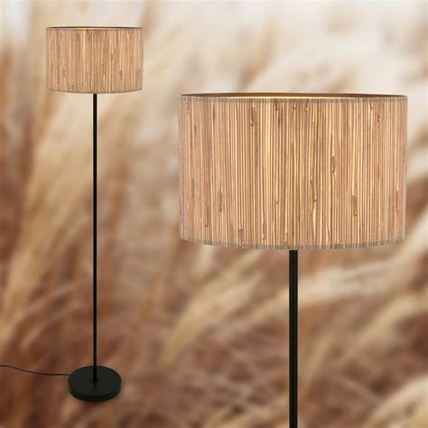 Slama floor lamp, natural colour, metal, seagrass, E27 | Lights.co.uk