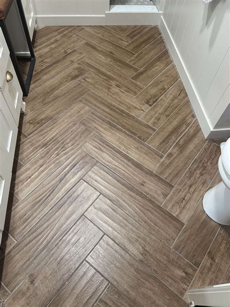Herringbone Bathroom Floor Tile Pattern