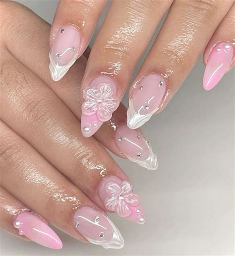 cute 3D flower nail art inspo 🌺 in 2025 | Nail designs, Cute pink nails ...