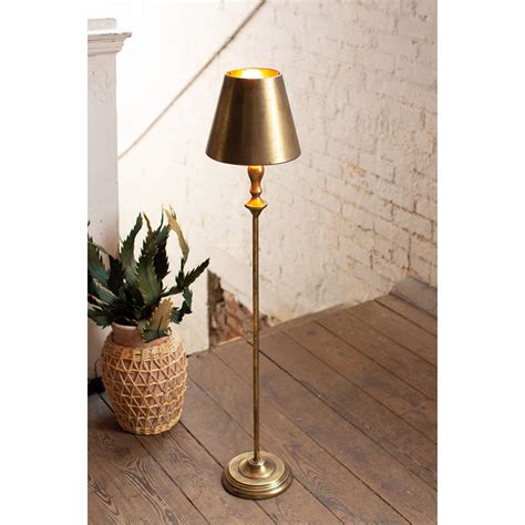 Unique Tall Antique Gold Table Lamp + Metal Shade - Transitional - BSEID
