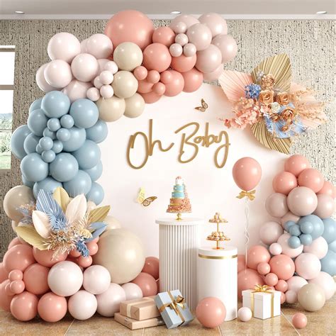 Amazon.com: Gender Reveal Balloon Arch Kit,122Pcs Blush Pink Dusty Blue ...