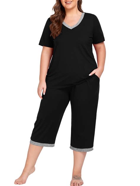 Cueply Women Plus Size Pajamas Set Short Sleeve Pjs Sleepwear ...