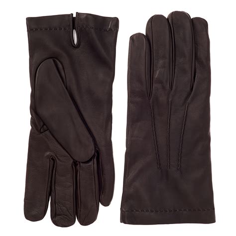 Men's Brown Cashmere Lined Nappa Leather Gloves | Leather Gloves ...