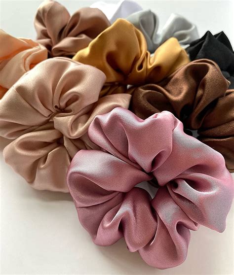 LIBEA Hair Satin Scrunchies Pack of 5 Multicolor Silk Scrunchies Set ...