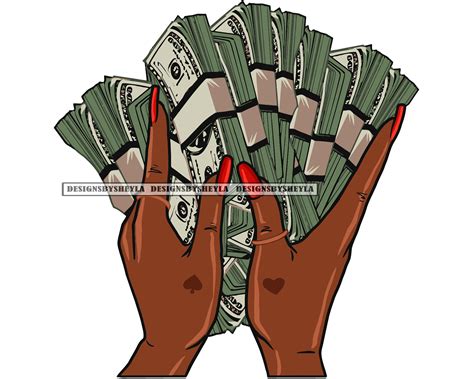 Afro Woman Hands Holding Stack Money Cash Dollars Hustle | Etsy